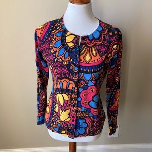 Harold’s bright colorful cardigan